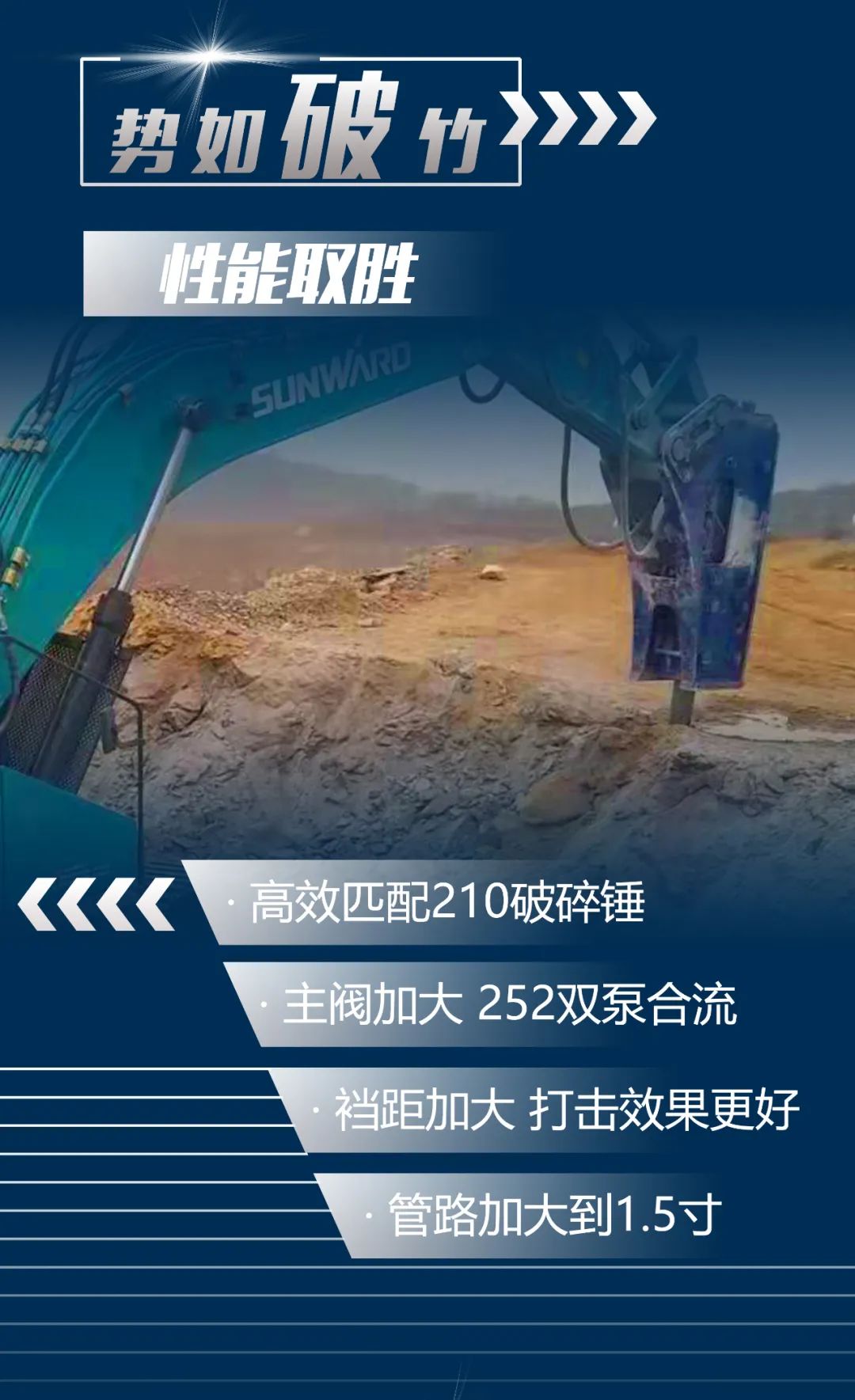 一图读懂 | 又一矿山重载施工利器！beat365官网SWE650FB破碎锤重磅亮相