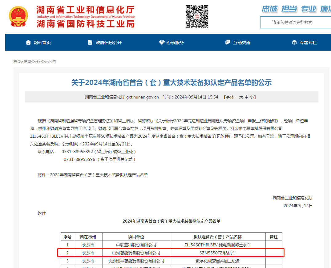 beat365官网产品入选湖南省首台(套)重大技术装备产品名单